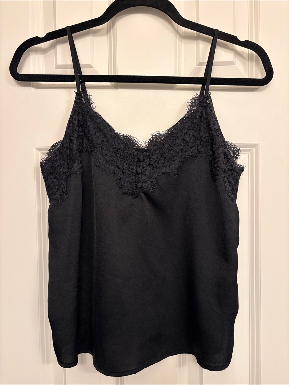 Abercrombie & Fitch Black Satin Lace-Trim Cami